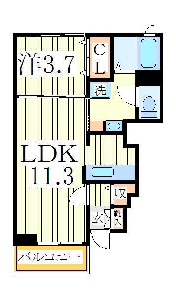 サンシャインビレッジアゼリアC(1LDK/1階)の間取り写真