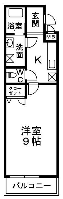 バンブーコートII番館(1K/1階)の間取り写真