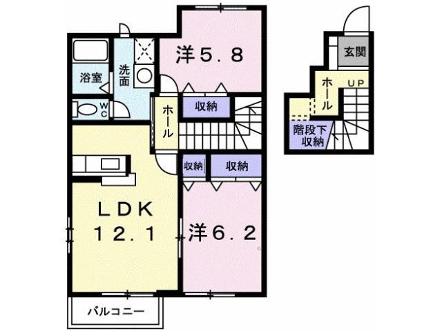 ローズスクエアー(2LDK/2階)の間取り写真