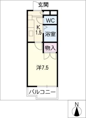 ヒルズMY(1K/2階)の間取り写真
