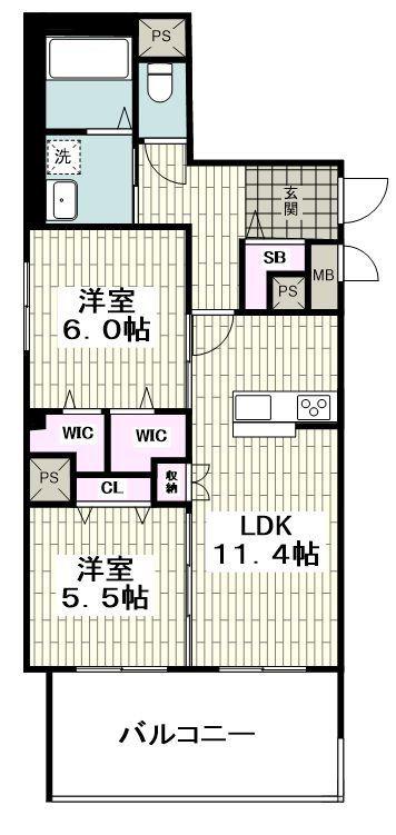 FK&Y(2LDK/4階)の間取り写真