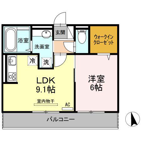エアフォルク新山口(1LDK/2階)の間取り写真