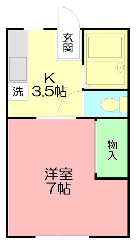 サンライフ湘南(1K/1階)の間取り写真