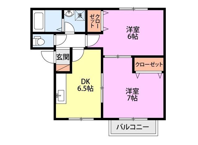 レジデンスK(2DK/2階)の間取り写真