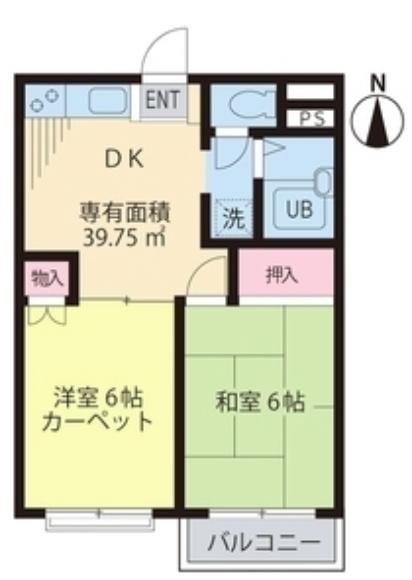 モンシャトー小金井東B棟(2DK/2階)の間取り写真