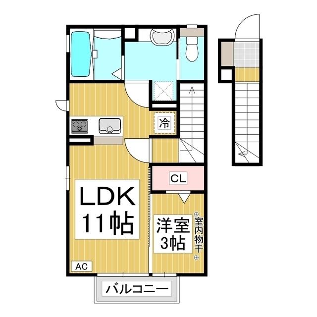 コーモド・フロール(1LDK/2階)の間取り写真