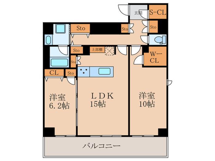 ラ・カーサ広尾(2LDK/5階)の間取り写真