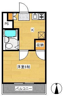 第2サンライフ藤(1K/1階)の間取り写真