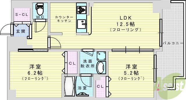 エステムコート新大阪10ザゲート(2LDK/13階)の間取り写真