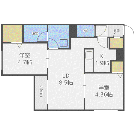 LUMIERE平岸(2LDK/3階)の間取り写真
