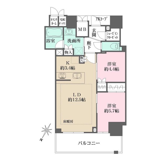 ジオタワー大阪十三(2LDK/23階)の間取り写真