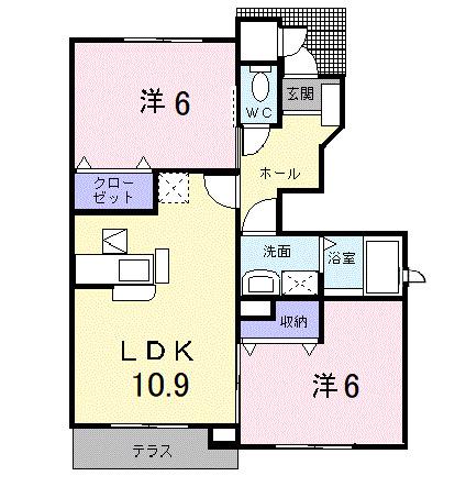 カームリーレジデンスII(2LDK/1階)の間取り写真