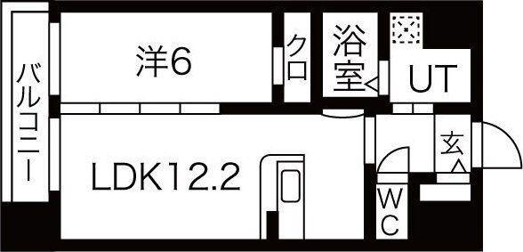 パルメゾン長町(1LDK/12階)の間取り写真