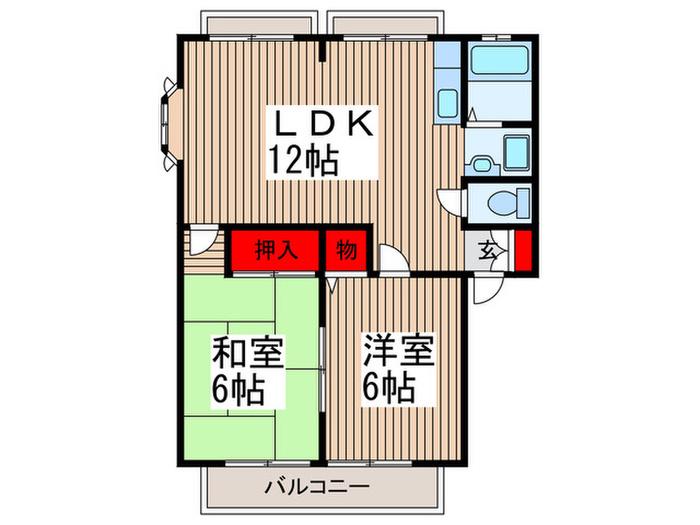 ベジェッサ浦和B(2LDK/2階)の間取り写真
