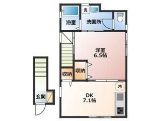 MAISON DE LIEN B号棟(1DK/2階)の間取り写真
