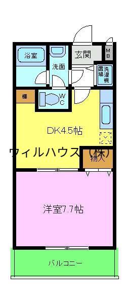 ボナール鳳南(1DK/2階)の間取り写真