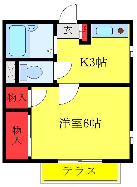シェーンハイトII(1K/1階)の間取り写真