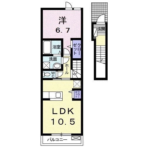 ラビリア(1LDK/2階)の間取り写真