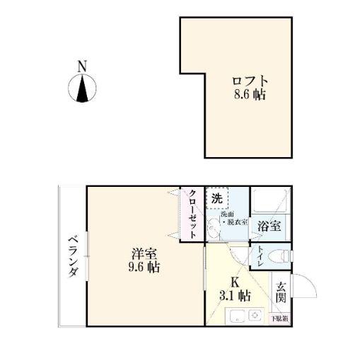 がばいハウス 佐賀西(1K/1階)の間取り写真