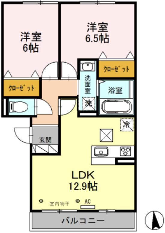 ティーフォート(2LDK/1階)の間取り写真