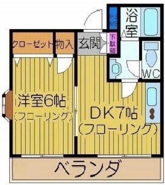 ビクトリーハイツ東峰(1DK/2階)の間取り写真