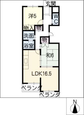 アーバンライフ本郷 第一・第二(2LDK/1階)の間取り写真