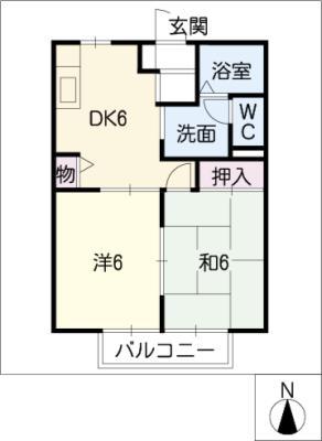 リバーサイド高田(2DK/2階)の間取り写真