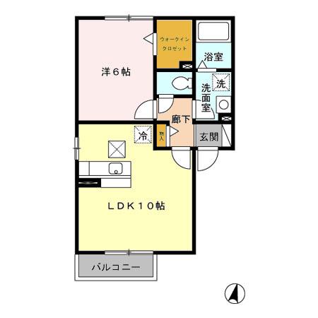 サニーコート(1LDK/1階)の間取り写真