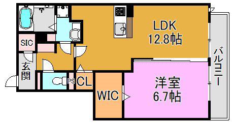 CASA SERENAA棟(1LDK/1階)の間取り写真