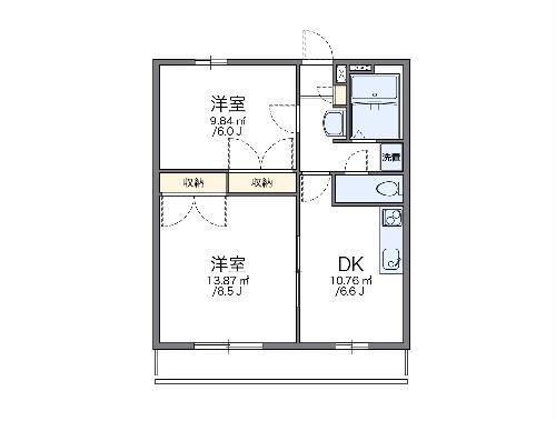 レオパレスHIRO(2DK/2階)の間取り写真