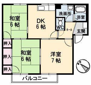 フレグランス三戸 D棟(3DK/2階)の間取り写真