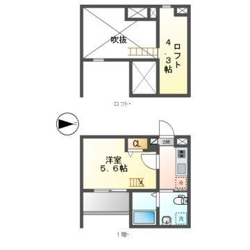 クラスティーネタカバタ(1K/1階)の間取り写真