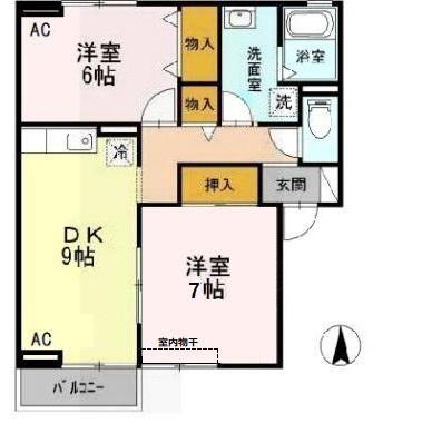 セジュールノリタケA棟(2DK/2階)の間取り写真