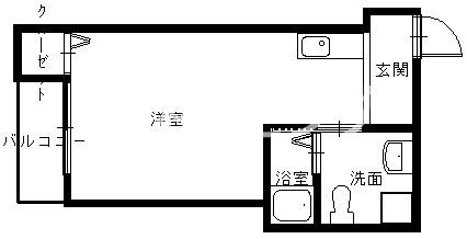 TWO LIVING(ワンルーム/3階)の間取り写真