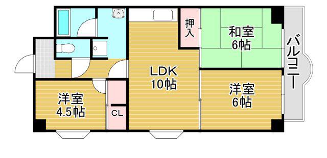 都島北通マンション(2SLDK/3階)の間取り写真