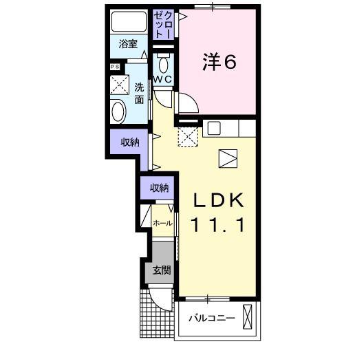 ノイエラント(1LDK/1階)の間取り写真