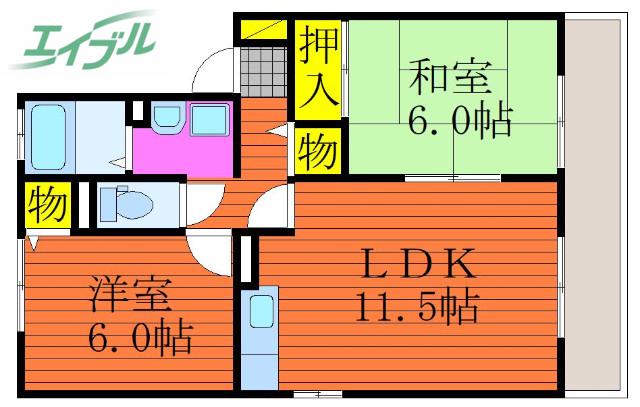 BAYLEAF(2LDK/1階)の間取り写真