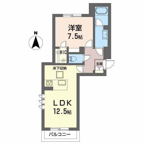 ヴィアソーレ(1LDK/1階)の間取り写真