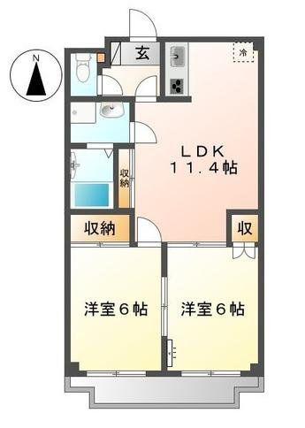 アメニティプレイス(2LDK/6階)の間取り写真