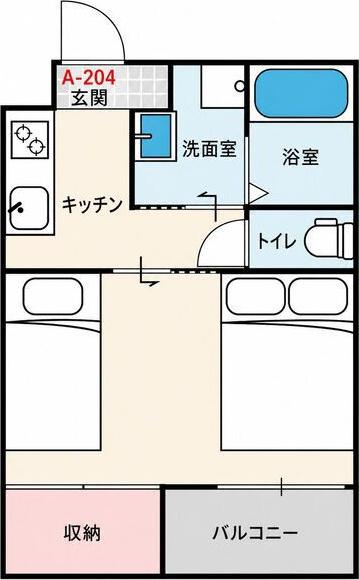SUN生A号棟(1DK/2階)の間取り写真