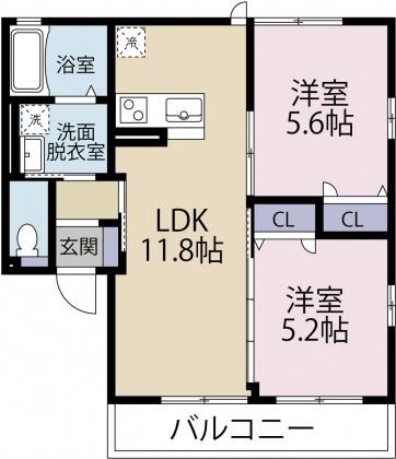 グランエスペランサ・ダイアA(2LDK/1階)の間取り写真