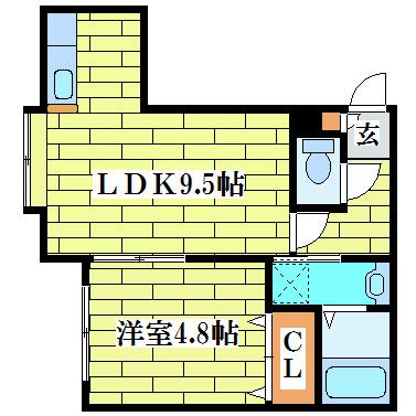 LONTERM清田 (1LDK/2階)の間取り写真