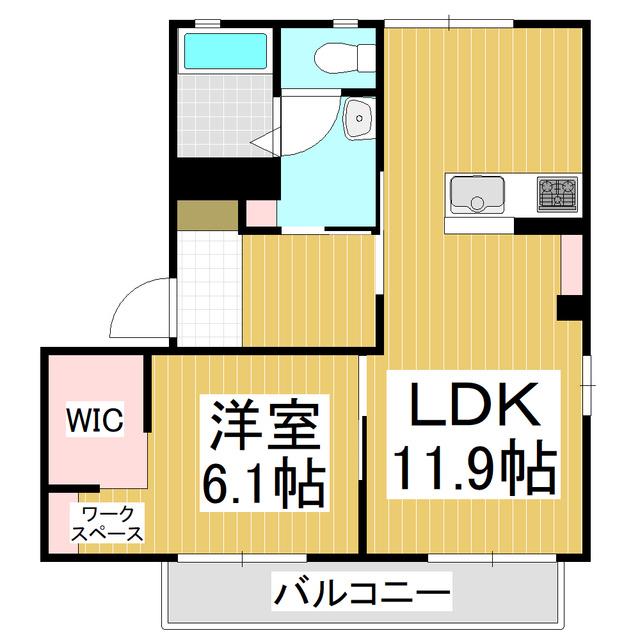 パストラル安曇野A(1LDK/1階)の間取り写真