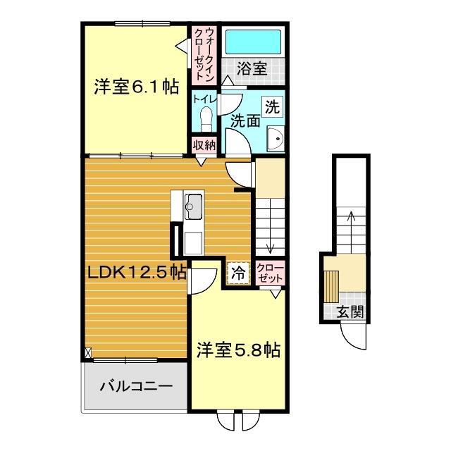 グラン アルト(2LDK/2階)の間取り写真