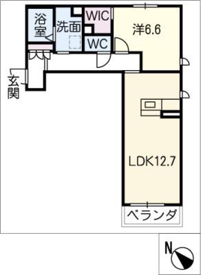 ビューバレー金谷(1LDK/1階)の間取り写真