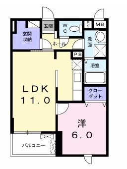 アルカディアII(1LDK/3階)の間取り写真