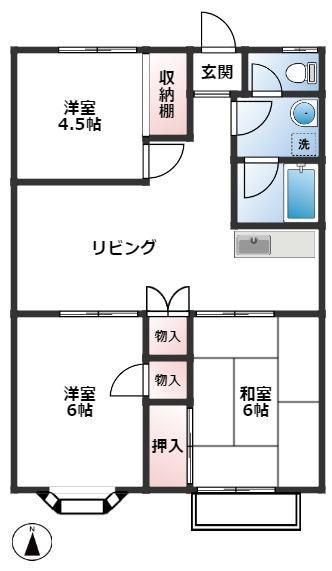 クレイドル青山(3LDK/2階)の間取り写真