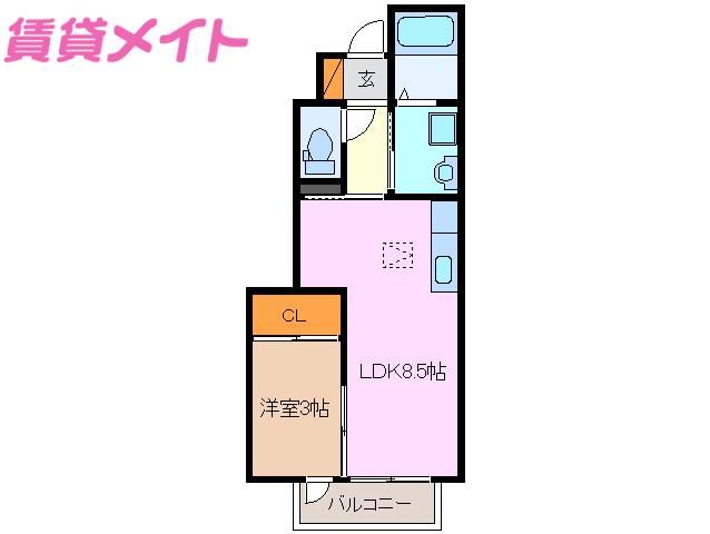 メゾンベール弓削(1LDK/1階)の間取り写真