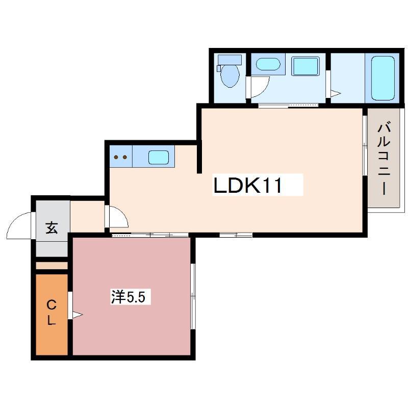 VILLA CREST(1LDK/2階)の間取り写真