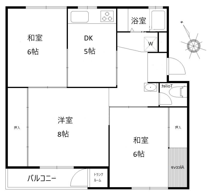 渦が森コーポ4号館(3DK/3階)の間取り写真